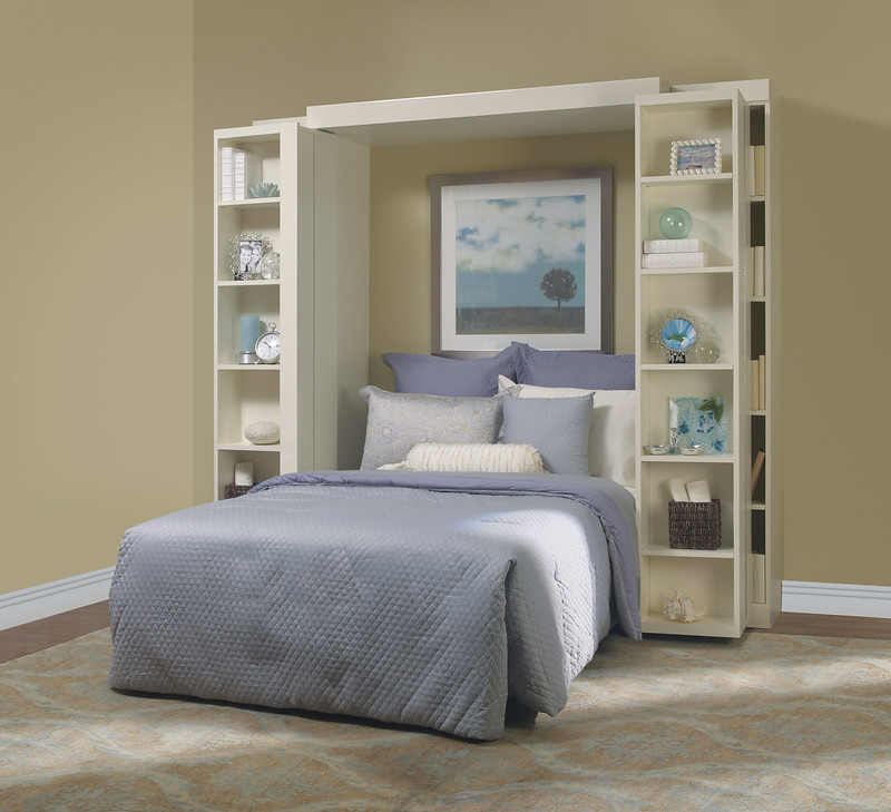 custom Murphy bed in pale blue