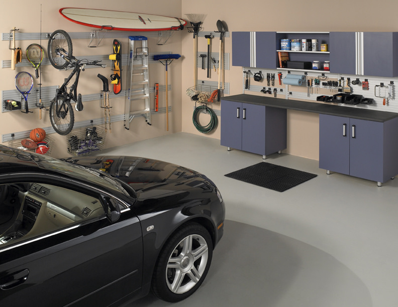 custom garage storage and workstation