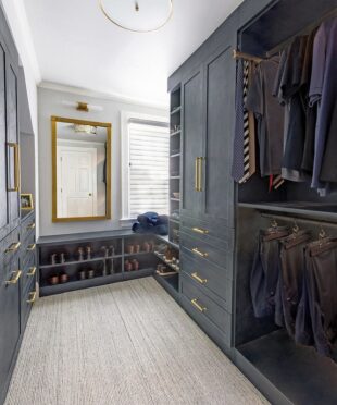 custom closet with accessory rack